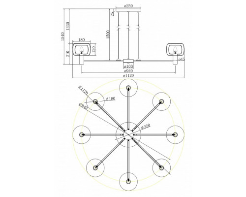 Подвесная люстра Maytoni Vision MOD411PL-08G