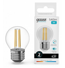 Лампа светодиодная Gauss Filament Elementary E27 8Вт 4100K 52228