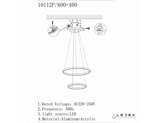 Подвесной светильник iLedex Axis 10112P/2-39W-3000K (6/4) BR