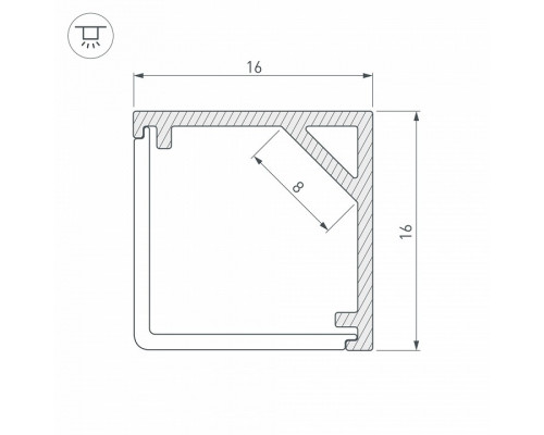 Профиль накладной Arlight SL-KANT-H16-2000ANOD 023723