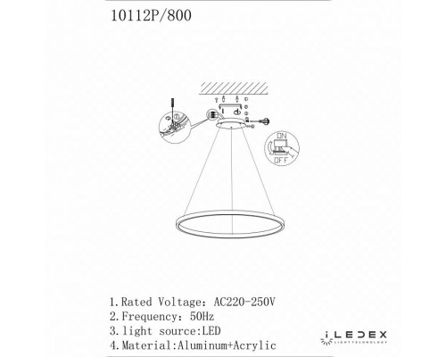 Подвесной светильник iLedex Axis 10112P/1-24W-3000K-D800 BR